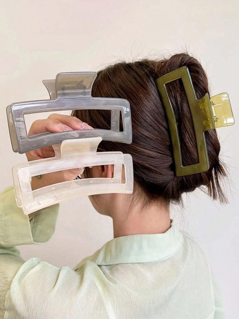 TEBIEKOY Extra Large Hair Claw Clips for Women, 5 Inch Unbreakable Large Rectangle Claw Clips for Thick Hair Neutral Huge Hair Clips Non-slip Hair Claws Tight Strong Hold Hair Claw for Women Girls 4 Packs - Image 2