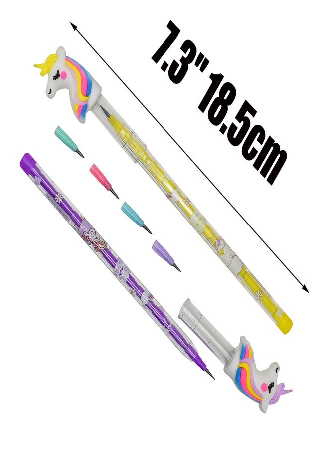 Lopenle 12 Pieces Adorable Unicorn Pencils Flying horse Stacking Pencil Animal Stackable Pencils With 64 Replacable Refills For School Students Office Using Supplies. - Image 2