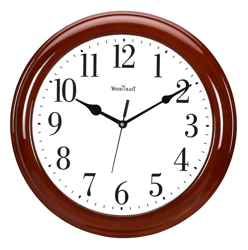 Wood Craft WS-1128: Modern Analog Wooden Wall Clock - 30.5 cm x 30.5 cm x 4 cm, Round, Brown Frame-White Dial - Image 5