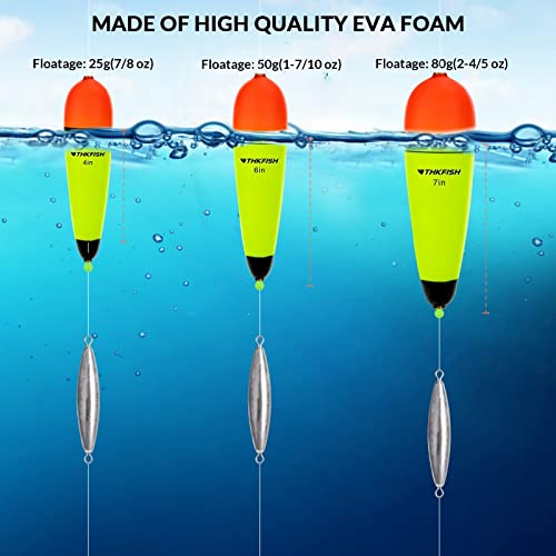 THKFISH Slip Bobbers Floats EVA-Slider-Bobbers Slip Corks for Sea Fishing Catfish Bobbers Assortment Freshwater-6in-4PCS - Image 4