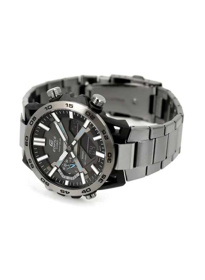 Casio Edifice ECB-2000DC-1ADF Men’s Bluetooth Solar Watch – Black Dial, Grey Ion-Plated Stainless Steel Bracelet, Sapphire Glass, Smartphone Link, Chronograph, 100M Water Resistant - Image 3