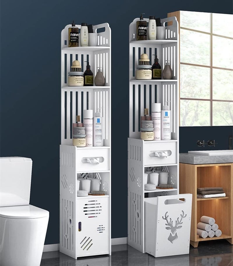 TPGP NOAEOU Corner Bathroom Cabinet - Modern White Free Standing Tall Bathroom Floor Cabinet with Storage Organizer - Image 5