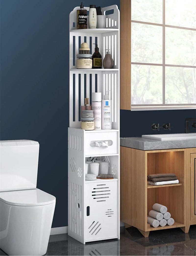 TPGP NOAEOU Corner Bathroom Cabinet - Modern White Free Standing Tall Bathroom Floor Cabinet with Storage Organizer - Image 2