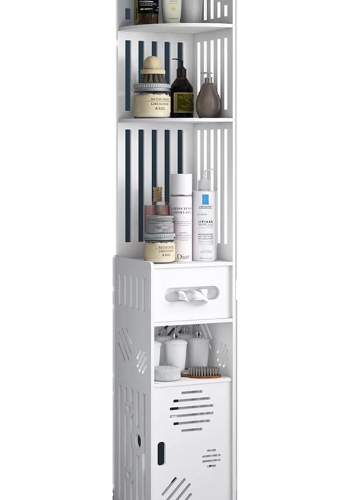 TPGP NOAEOU Corner Bathroom Cabinet - Modern White Free Standing Tall Bathroom Floor Cabinet with Storage Organizer - Image 1