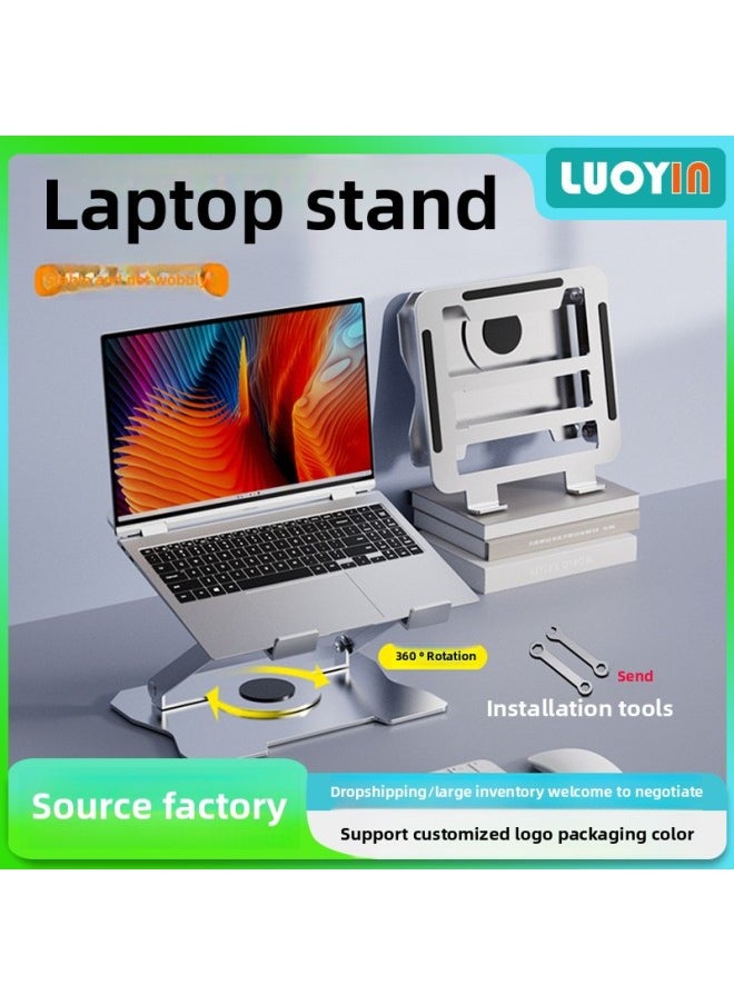 Generic - Installation-free Laptop Tablet PC Stand Foldable Pad Height Alloy Heat Rack Rotating Display Lifting Rack-Color:Yaohei 360°Rotating Style - Image 1