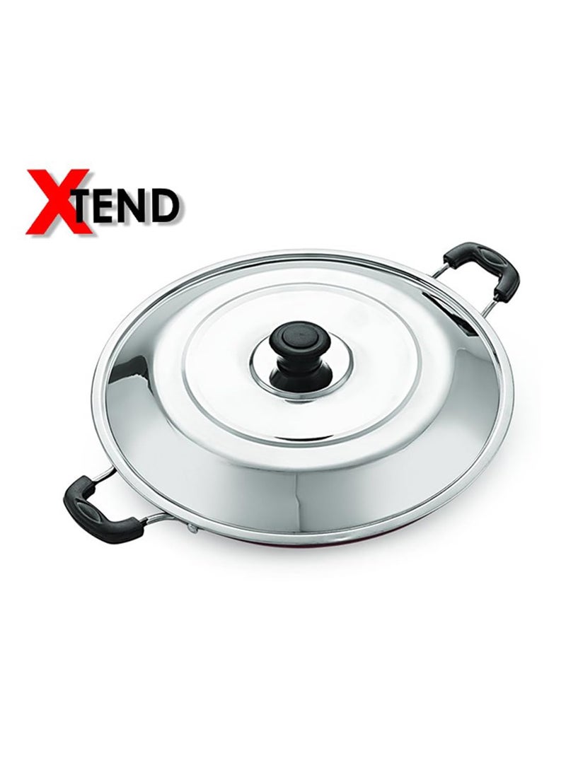 XTEND Xtend Non-Stick 12 Cavity Appam Patra Paddu Paniyarakkal Maker Chatty Paniyaram Pan Ponganal Baati Litti Baking Pot with Steel Lid (Aluminium, Non-Stick)  - Image 4