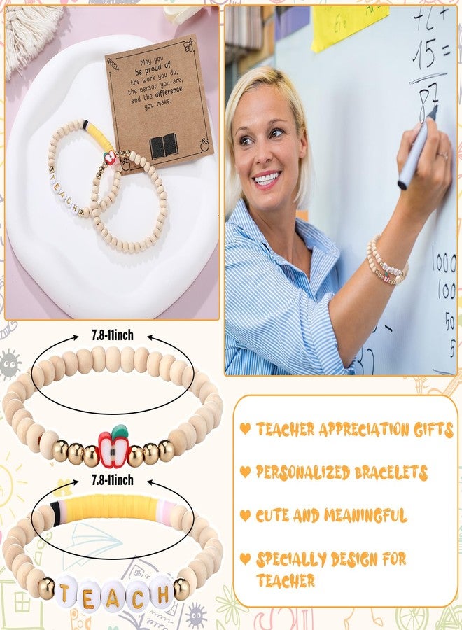 Juinte 6 Sets Christmas Teacher Appreciation Gifts Crochet Pencil Dolls with Thank You Teacher Card and Bracelet Presents for Teacher's Day Positive Graduation End of Year from Students - Image 4