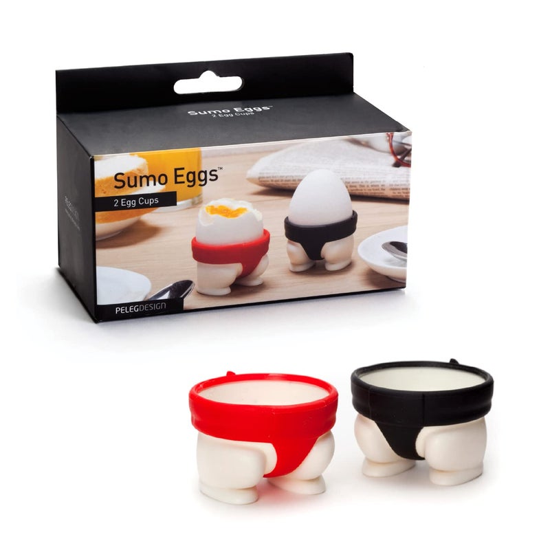 PELEG DESIGN Sumo Eggs  Soft or Hard Boiled Egg Cup Holders Set of 2 Sumo Design  Utensil Kitchen Decor by Peleg Design 