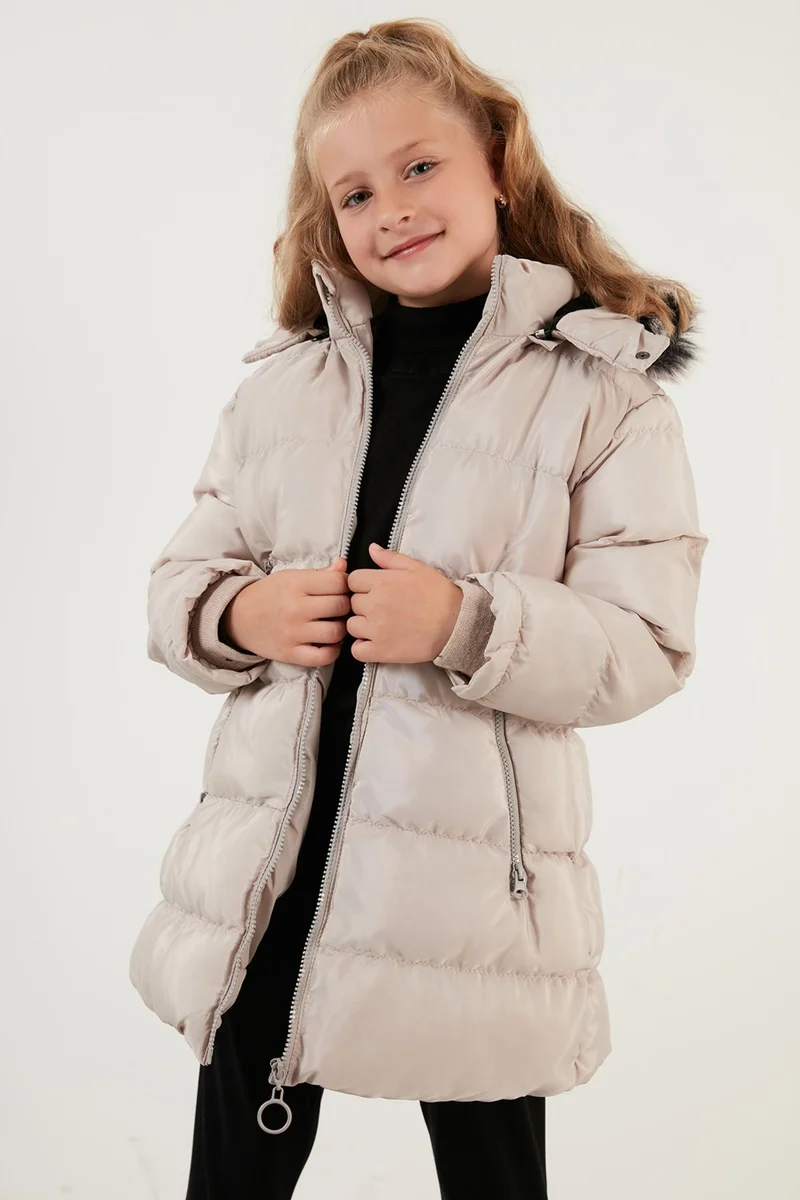 Lela Feather Hooded Puffer Coat with Pockets Girls' Coat 5766038