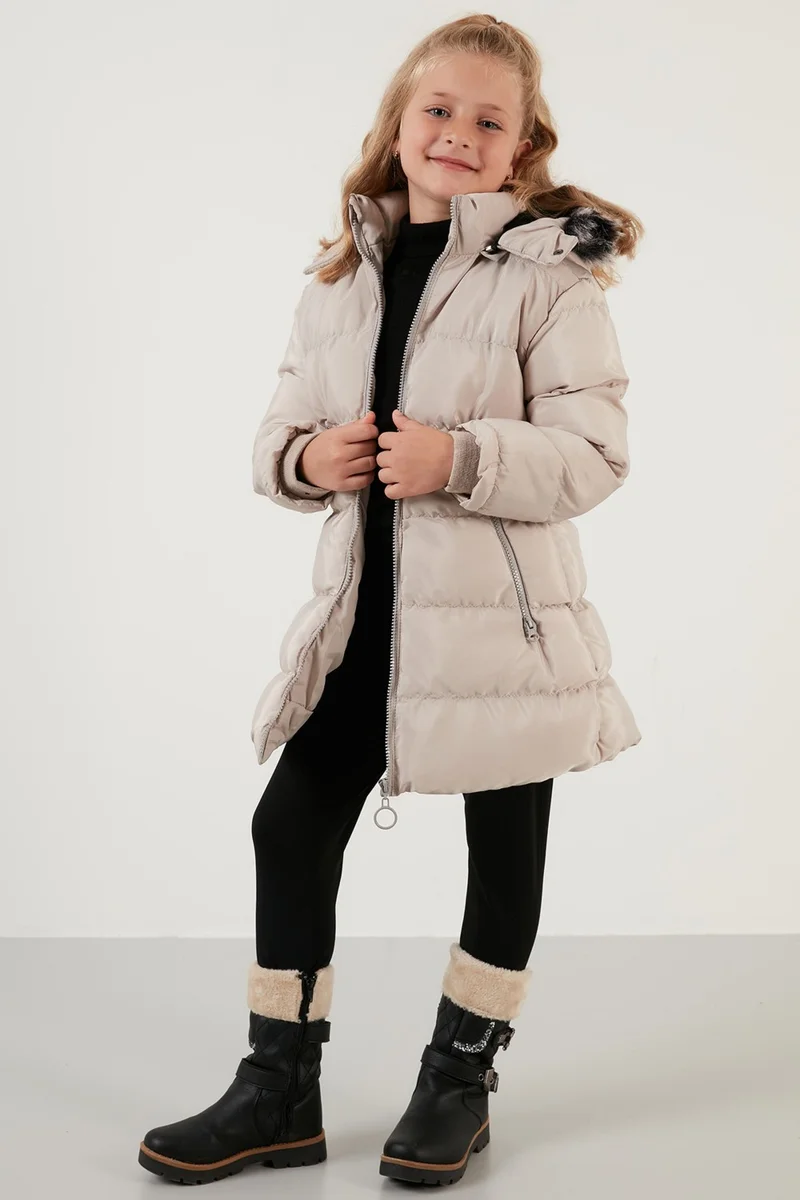 Lela Feather Hooded Puffer Coat with Pockets Girls' Coat 5766038