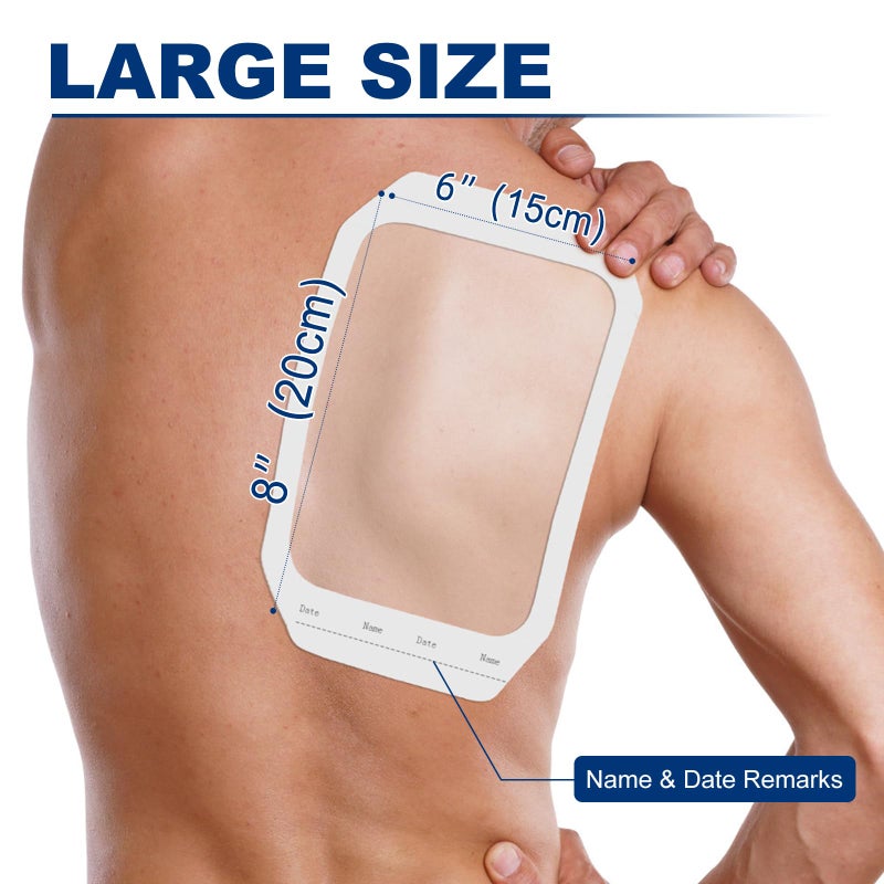 Ceeport Transparent Film Dressing 6'' x 8'', 20 Packs Waterproof Wound Bandage Adhesive Patches, Wound Cover Patches for Post Surgical Shower, IV Shield, Tattoo Aftercare Bandage - Image 2