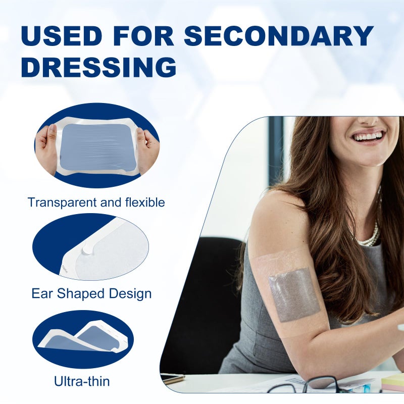 Ceeport Transparent Film Dressing 6'' x 8'', 20 Packs Waterproof Wound Bandage Adhesive Patches, Wound Cover Patches for Post Surgical Shower, IV Shield, Tattoo Aftercare Bandage - Image 5