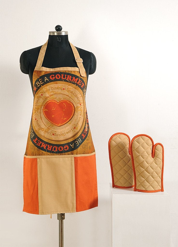 Swayam Cotton Multipurpose Apron with 3 Pockets + 2 Gloves | Stylish and Durable | Perfect for Hotel, Cafe, Restaurant, and Home Kitchen -Light Brown - Image 5