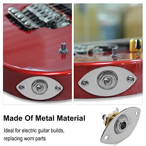 MAXCHEER 1/4" Oval Guitar Jack 6.35mm Output Input Plug Socket for Mono Electric Guitar (Chrome) - Image 3