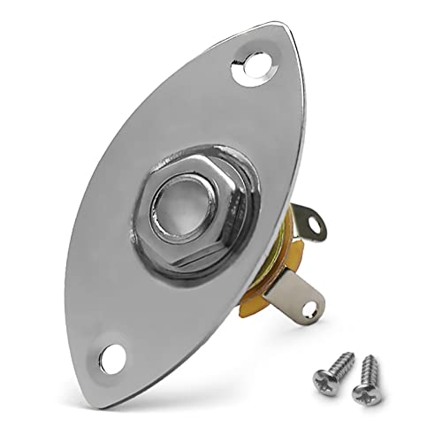 MAXCHEER 1/4" Oval Guitar Jack 6.35mm Output Input Plug Socket for Mono Electric Guitar (Chrome) - Image 1