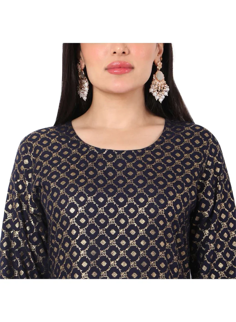 هانا آند سارا SOFT GOLD FOIL PRINTED SHORT STYLISH FASHIONABLE ARABIC JALABIYA KAFTAN DRESS