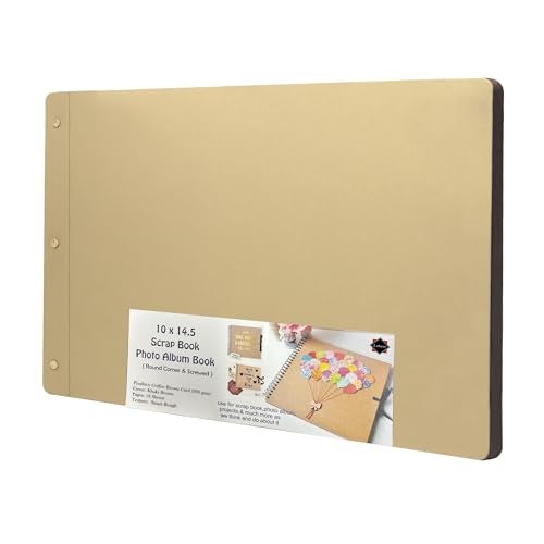 Lakeer 14.5 x 10 Inch DIY Scrapbook-Photo Album | 15 Sheets + 3 Sheets Free (36 Pages)-300 GSM Thick | For Photo Album, DIY Craft, Scrapbooking Activity, Sketching (Coffee Brown) - Image 1