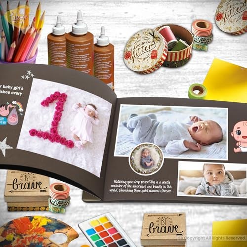Lakeer 14.5 x 10 Inch DIY Scrapbook-Photo Album | 15 Sheets + 3 Sheets Free (36 Pages)-300 GSM Thick | For Photo Album, DIY Craft, Scrapbooking Activity, Sketching (Coffee Brown) - Image 4