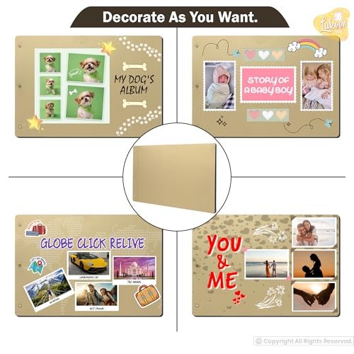 Lakeer 14.5 x 10 Inch DIY Scrapbook-Photo Album | 15 Sheets + 3 Sheets Free (36 Pages)-300 GSM Thick | For Photo Album, DIY Craft, Scrapbooking Activity, Sketching (Coffee Brown) - Image 3