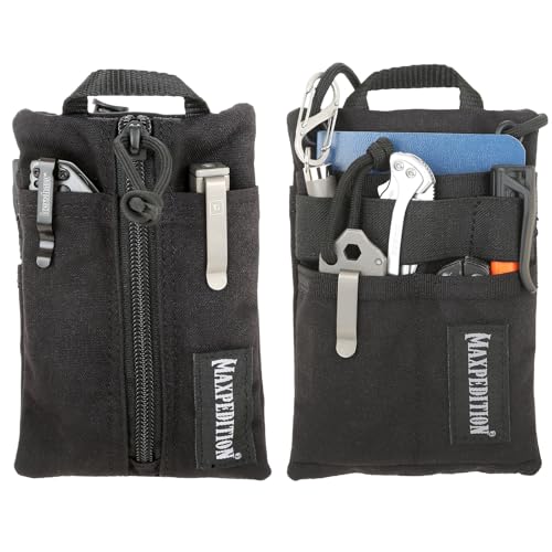 MAXPEDITION Platy Pocket Organizer 4” x 6” (Black) Durable EDC Tool Pouch for Men, Neck Wallet with Paracord Lanyard, Holds Flashlight, Multitool, Pen, Notebook, 0235B - Image 1