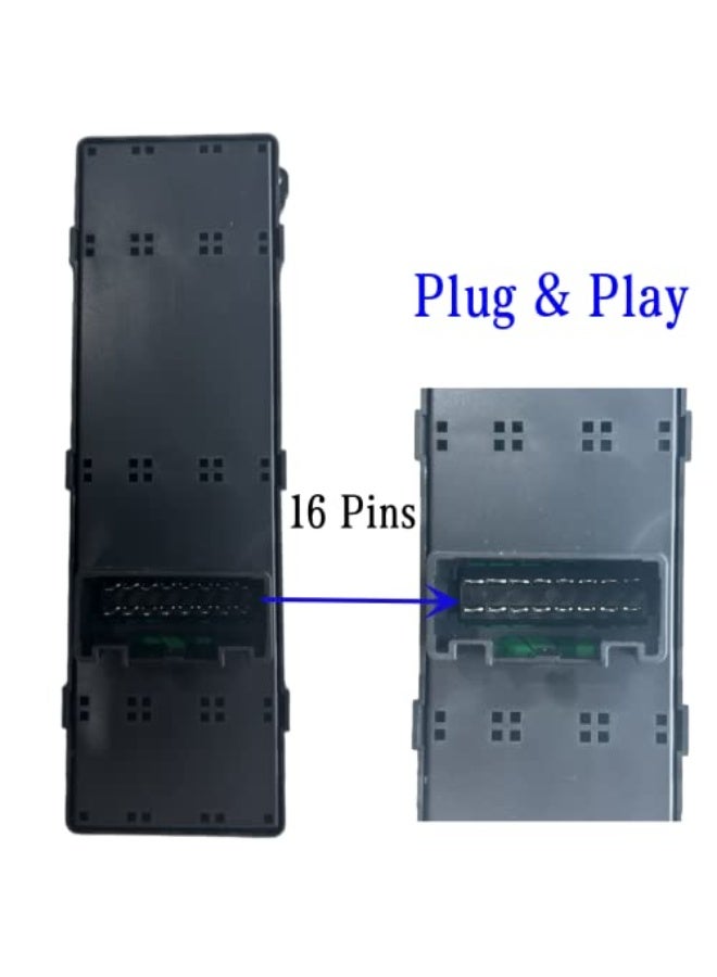 Power Window Master Switch Compatible with Kia Rio 2012 2013 2014 2015 Replace OE# 93570-1W155 Front Left Driver Side, Black - Image 2