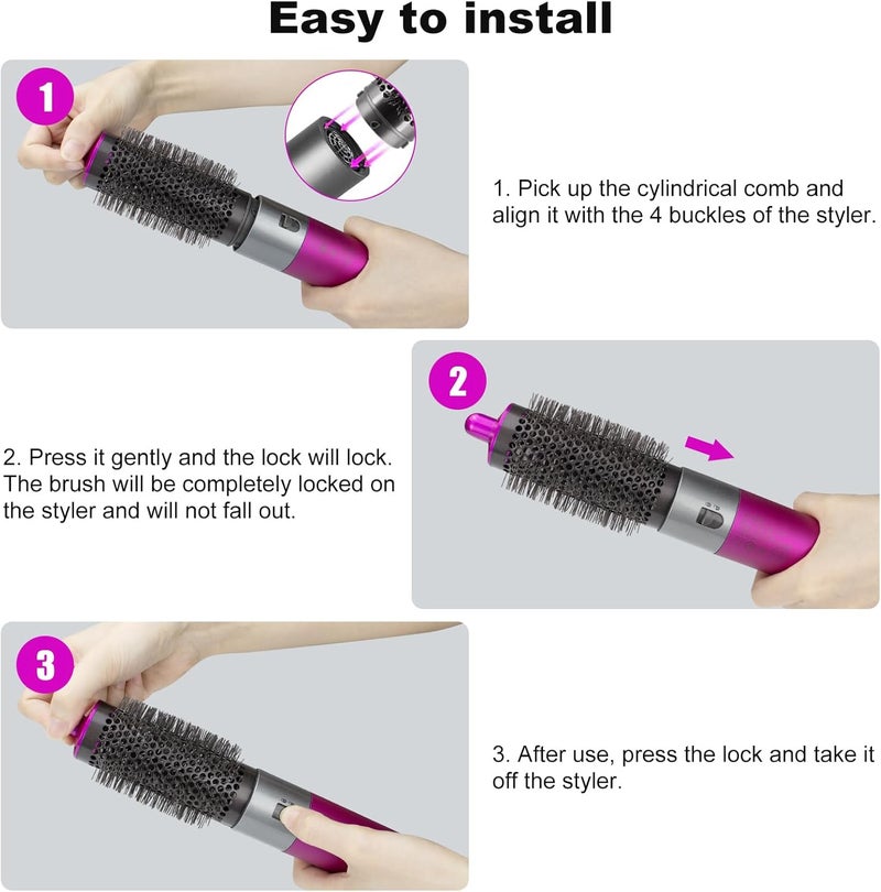 تشان تشنج فرشاة تكبير الحجم الدائرية من لـ Dyson لملحق Airwrap HS01/HS05، رقم القطعة 969489-01 970750-01 للشعر المسطح الخامل - Image 5
