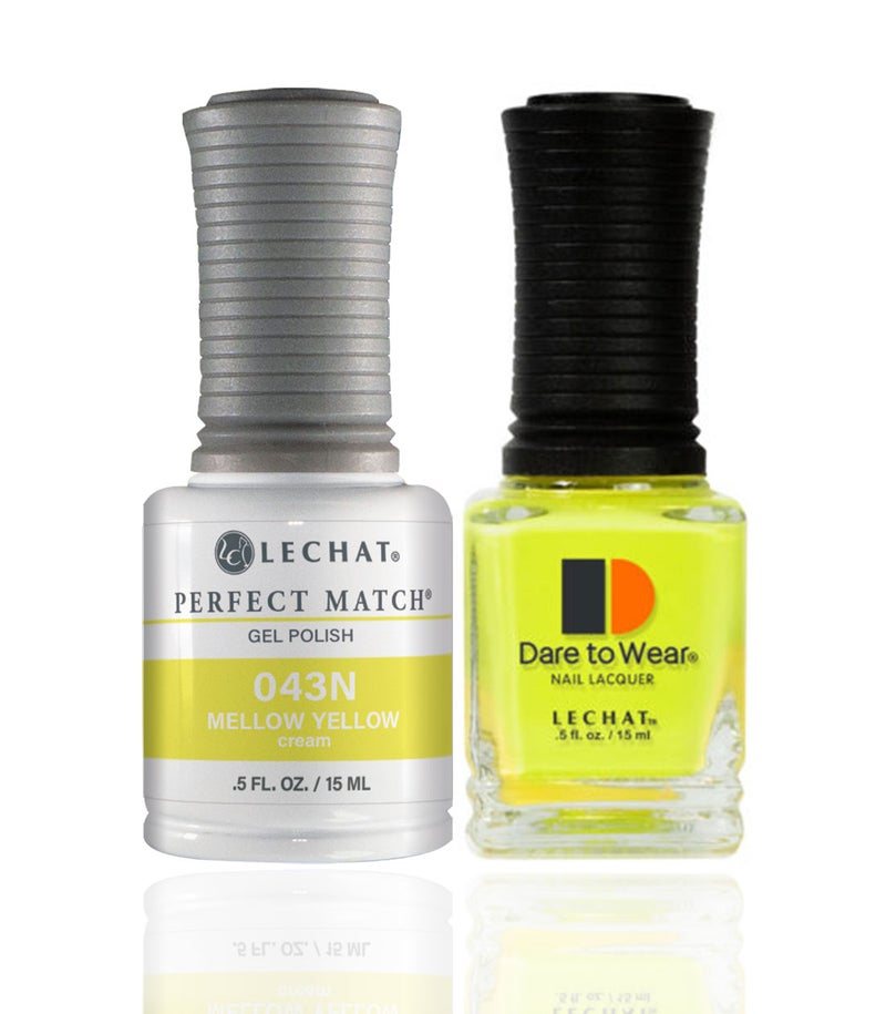 Lechat Perfect Match Gel Nail Polish 15ml Soak Off Long Lasting High Shine UV LED Gel Non Toxic Easy Application Wide Color Range for Manicure and Pedicure Mellow Yellow PMS043N