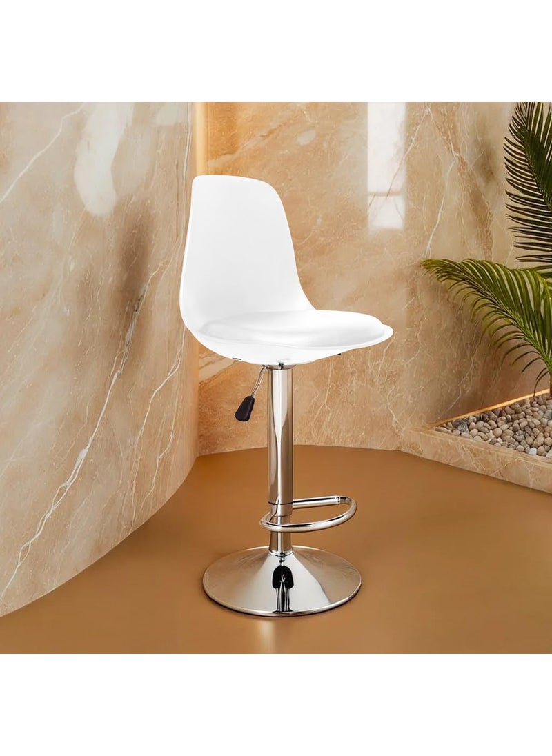 Rose ROSE Robin Height Adjustable Revolving Bar StoolKitchen Chair Suitable for Kitchen Cafeteria Dining OfficeShops Pack of 1 Pearl White  - Image 1