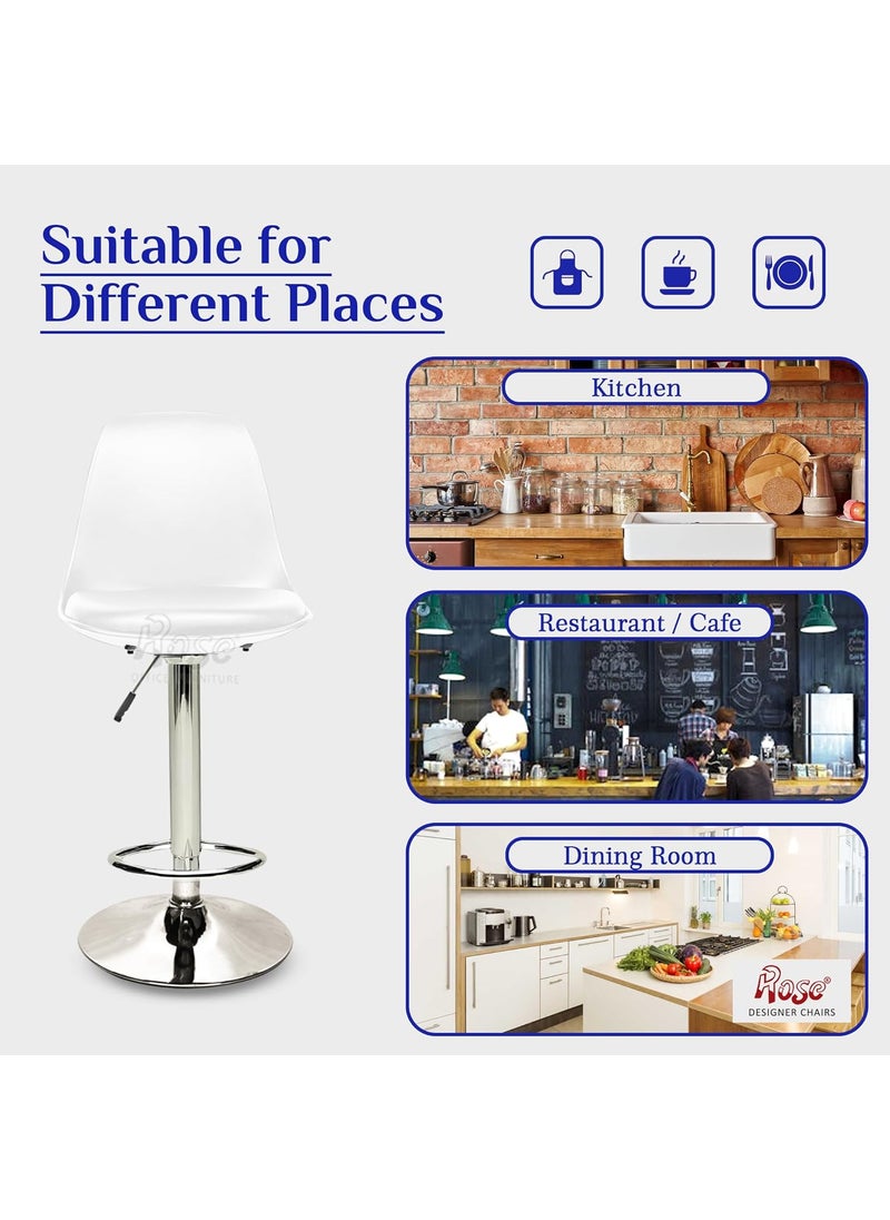 Rose ROSE Robin Height Adjustable Revolving Bar StoolKitchen Chair Suitable for Kitchen Cafeteria Dining OfficeShops Pack of 1 Pearl White  - Image 5