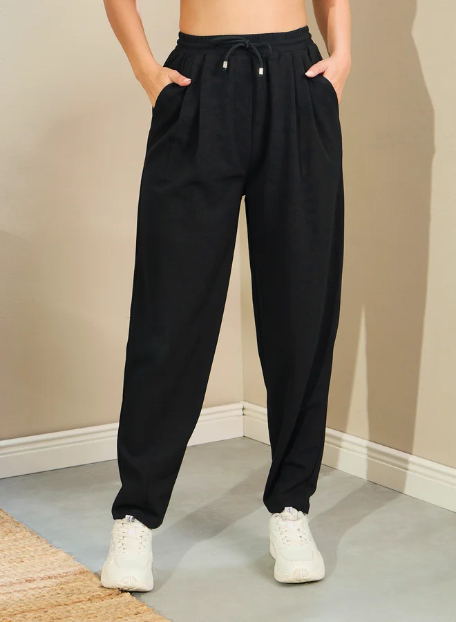 SASSAFRAS Sassafras Women Black Tapered Drawstring Joggers