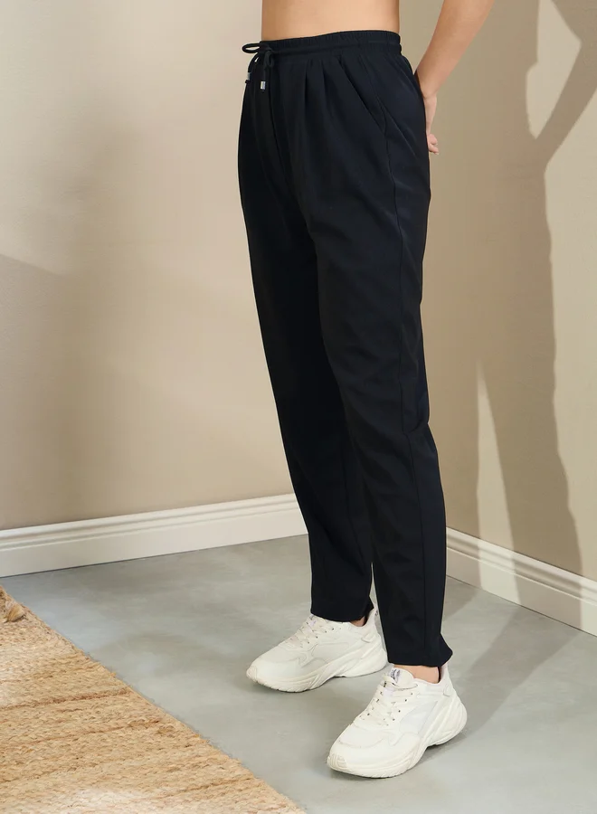 SASSAFRAS Sassafras Women Black Tapered Drawstring Joggers