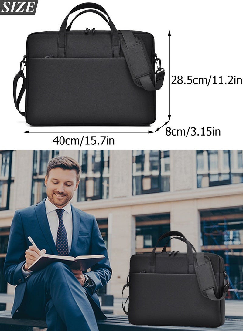 TokFaa Laptop Bag 15.6 Inch Business School Briefcase for Men Women Messenger Shoulder Bag with Strap Lightweight Durable Office Bag Carry On Laptop Case for Computer/Notebook/MacBook(Black) - Image 2