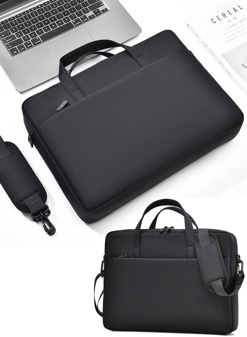 TokFaa Laptop Bag 15.6 Inch Business School Briefcase for Men Women Messenger Shoulder Bag with Strap Lightweight Durable Office Bag Carry On Laptop Case for Computer/Notebook/MacBook(Black) - Image 3