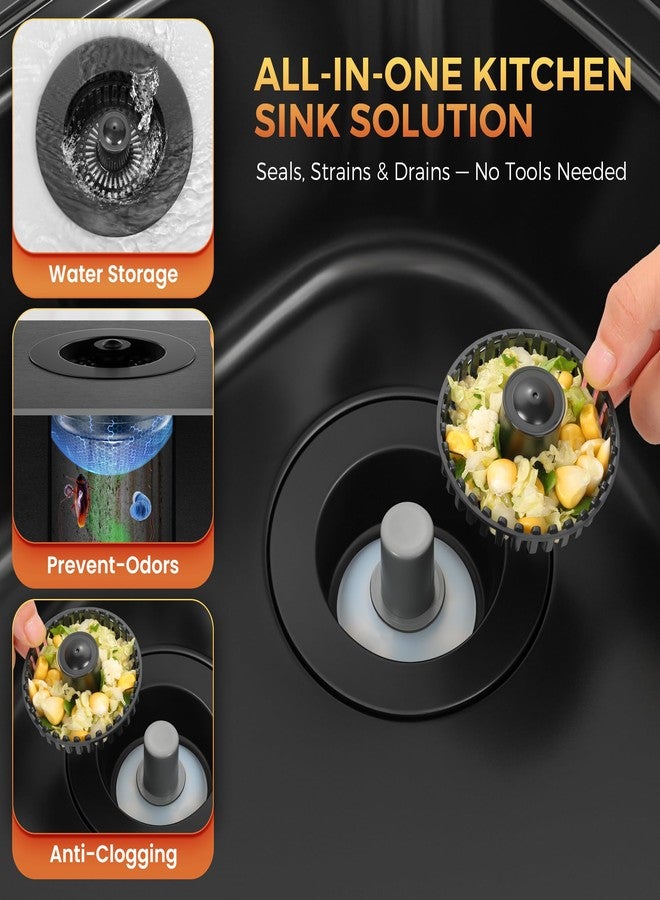 DIKSEFN 3 in 1 Kitchen Sink Strainer, Pop Up Kitchen Sink Stopper and Anti-Clogging Stopper Drainer Set for Standard 3-1/2 Inch, Brass Material Electroplate (Black) - Image 4
