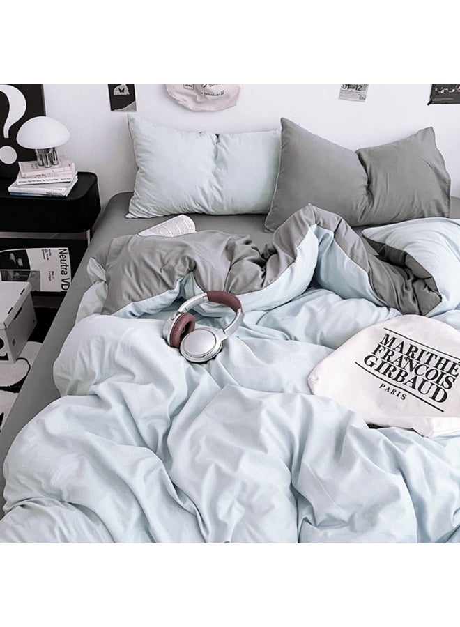 INFOSUN Duvet Cover Set King Size 4 Pcs, Include 1 Quilt Cover 220 x 240cm & 2 Pillow Cases 48 x 74cm & 1 Bedsheet 235 x 250cm, Super microfiber Soft Quality Cotton Blend Bedding Set, NO Comforter - Monet Grey Blue - Image 4