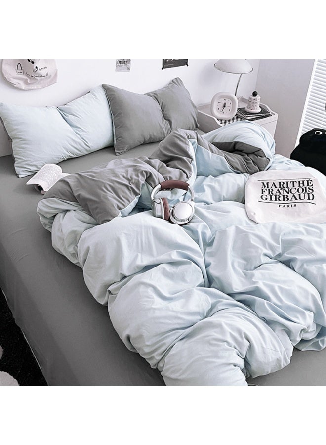 INFOSUN Duvet Cover Set King Size 4 Pcs, Include 1 Quilt Cover 220 x 240cm & 2 Pillow Cases 48 x 74cm & 1 Bedsheet 235 x 250cm, Super microfiber Soft Quality Cotton Blend Bedding Set, NO Comforter - Monet Grey Blue - Image 3