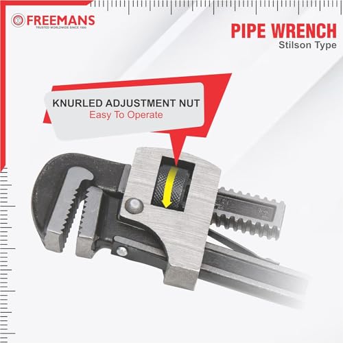 FREEMANS 18-Inch Stillson Type Pipe Wrench with Induction Hardened Teeth and Dip Painted Handle - 450mm Ideal for || Construction || Heavy-Duty Applications for Industrial & Professional Use - Image 3