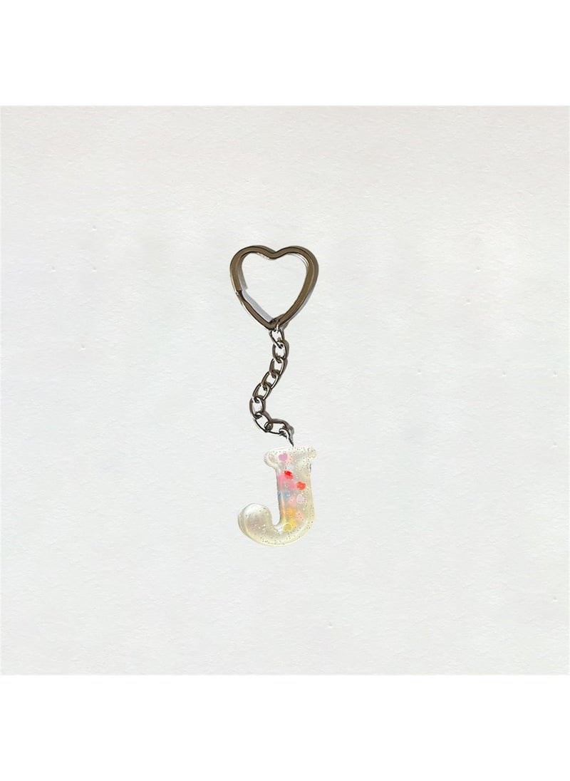Tabby Design - Transparent Glitter Epoxy Keychain Letter J - Image 1