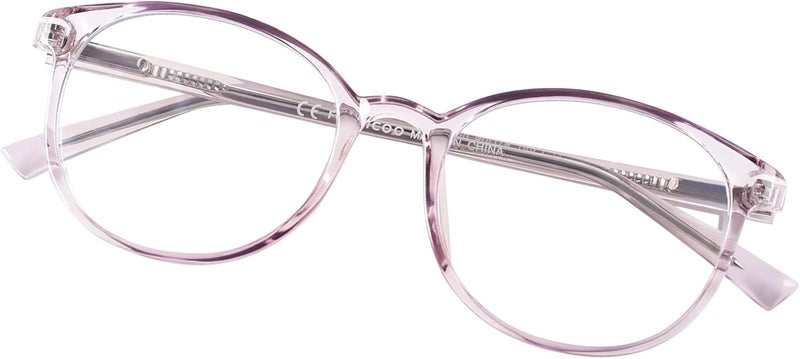 FONHCOO Stylish Blue Light Glasses Women Men Eyeglasses, TR90 Fashion Round Transparent Eye Glasses - Image 2