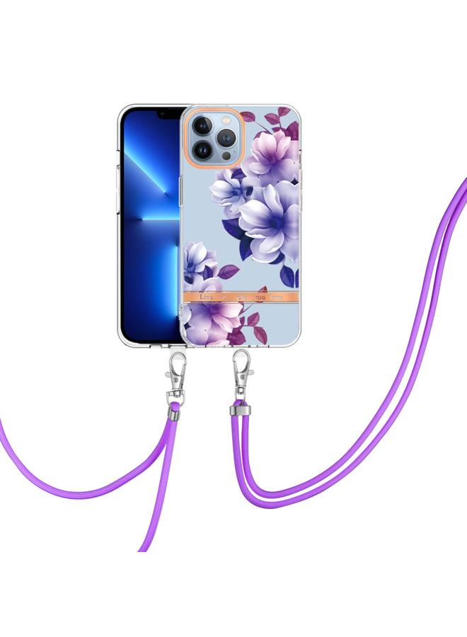 Zaboon Case For iPhone 13 Pro Flowers Series TPU Phone Case with Lanyard - Image 1