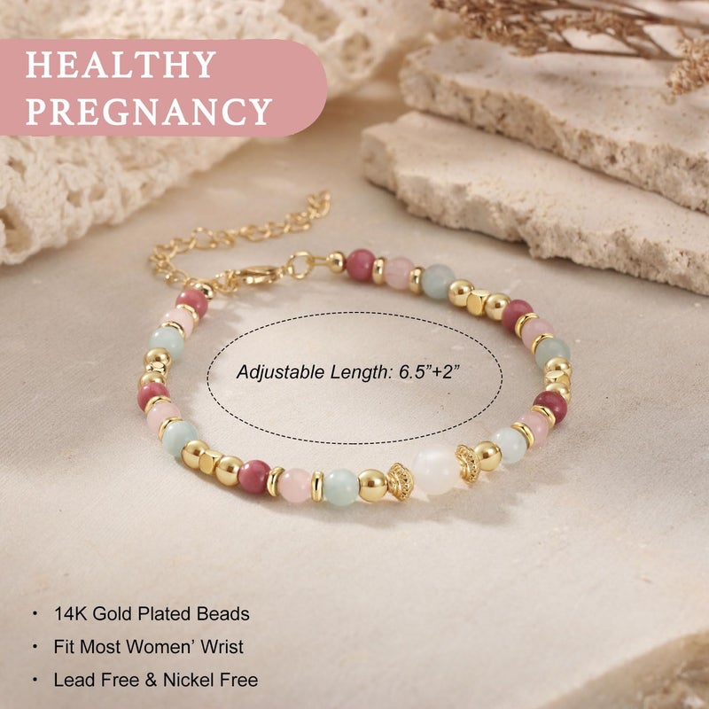 AULSIEY New Mom To Be Gift, First Time Mom Essentials Gifts, Pregnancy Gifts for Expecting Mommy, Healthy Pregnancy Must Haves Bracelet Announcement Gift, Mother Mama Bracelets Jewelry -4mm - Image 4