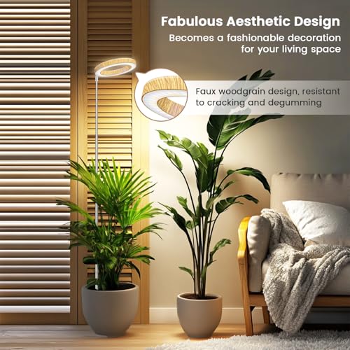 Kullsinss Grow Lights for Indoor Plants Full Spectrum Plant Lights for Indoor Growing with 61216H Timer 3 Color Modes 5 Brightness 1065 Height Adjustable Wood Grain Plant Growing Lamp - Image 3
