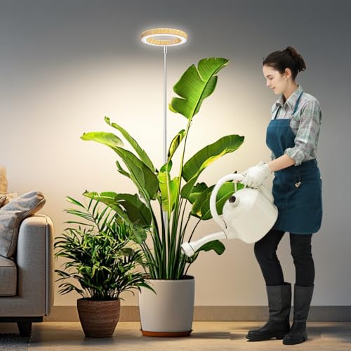 Kullsinss Grow Lights for Indoor Plants Full Spectrum Plant Lights for Indoor Growing with 61216H Timer 3 Color Modes 5 Brightness 1065 Height Adjustable Wood Grain Plant Growing Lamp - Image 1
