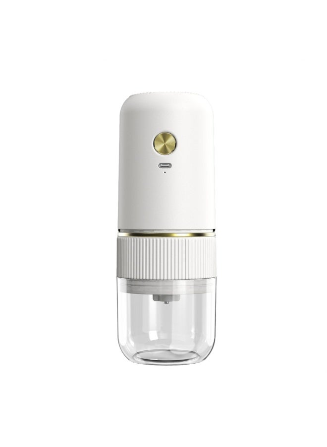 Rechargeable Electric Coffee Grinder with Adjustable Grind Settings, Portable USB-C Coffee Bean Grinder with Transparent Chamber for Home Office Travel (White) - Image 1
