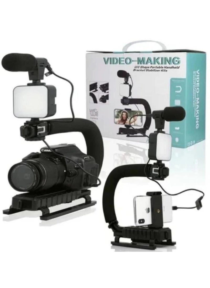 Generic Vlogging Kit for Starter Photography & Video Recording Camera , Complete Smartphone Live Streaming Set Includes LED Light, Microphone, Tripod, and More, Ideal for YouTube, TikTok, and Instagram Black  - Image 1