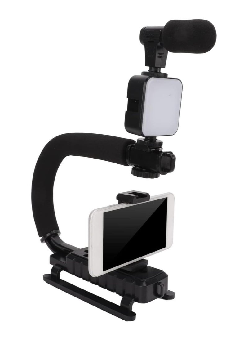 Generic Vlogging Kit for Starter Photography & Video Recording Camera , Complete Smartphone Live Streaming Set Includes LED Light, Microphone, Tripod, and More, Ideal for YouTube, TikTok, and Instagram Black  - Image 3