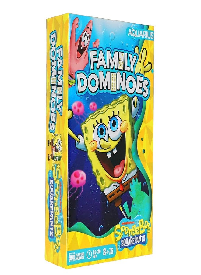 AQUARIUS Spongebob Squarepants Family Dominoes Game, Dominoes Tile Stacking Game for Kids and Adults, Official Nickelodeon Board Game, 2-6 Players, Ages 8+, Family Game Night - Image 1