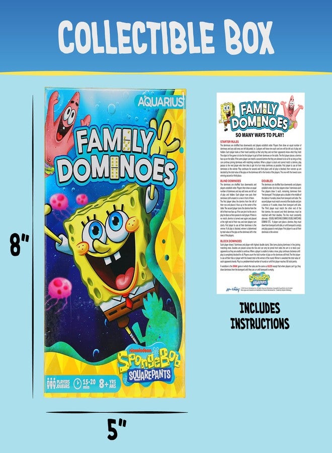 AQUARIUS Spongebob Squarepants Family Dominoes Game, Dominoes Tile Stacking Game for Kids and Adults, Official Nickelodeon Board Game, 2-6 Players, Ages 8+, Family Game Night - Image 5