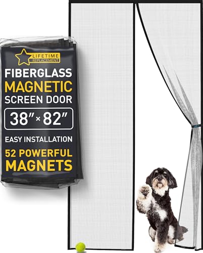 Flux Phenom Upgraded Magnetic Screen Door - Bugs Out, Breeze in - 9min Install Auto-Sealing Heavy Duty Double Stitched Mesh, 52 Magnets, Hands Free Patio Doors Net, Pet & Kid Friendly, 38 x 82 Inch - Image 1