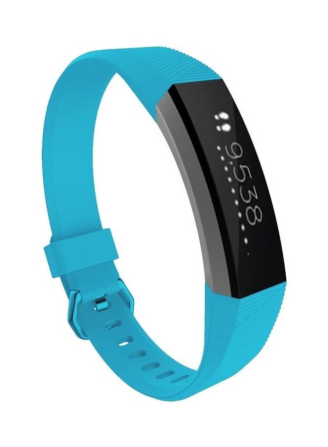 BGM Solid Color Silicone Wrist Strap For Fitbit Alta / HR Sea Blue - Image 2